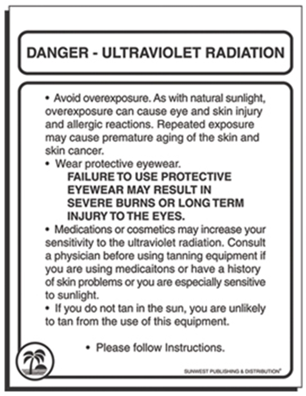 UV RADIATION ALERT/WARNING - Sign